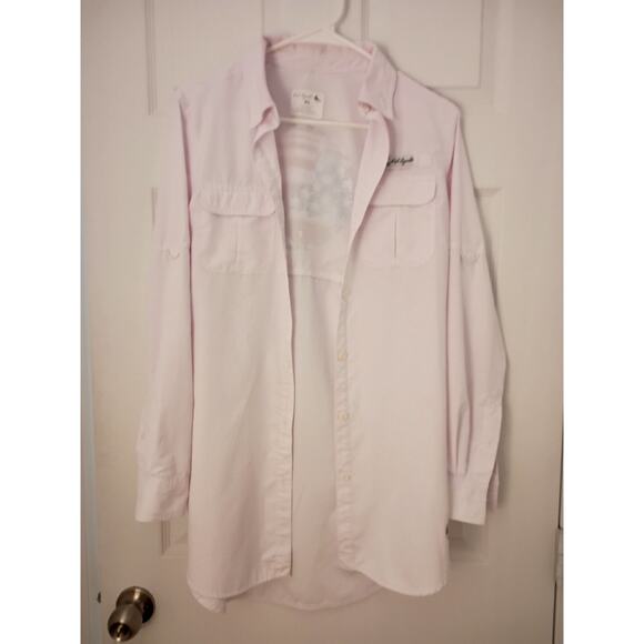 Women's Oversized XS Reel Legends Poder Pink Button Up Lightweight Shirt - Picture 1 of 8